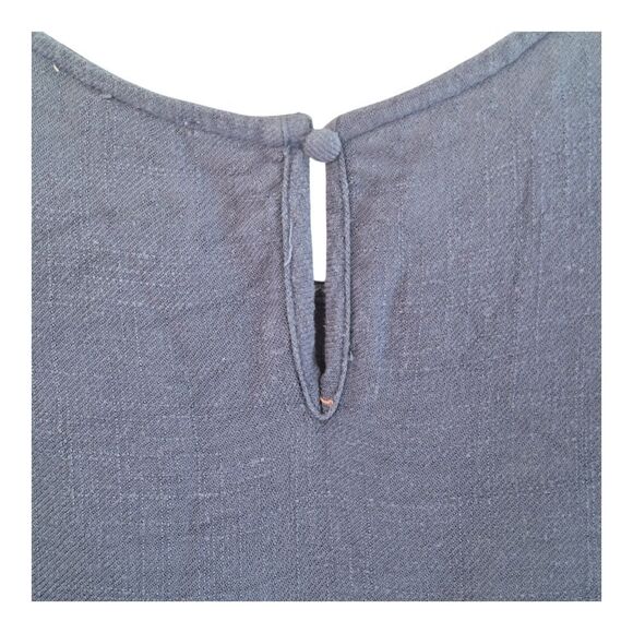 UMGEE Linen Blend Oversized Flowy Babydoll Pocket Dress Keyhole Peacock Blue L - Picture 6 of 15